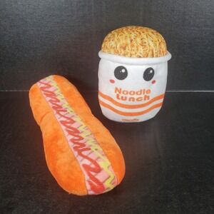 Ideal Toys Direct Plush Cup Of Noodles & Hot Dog Soft‎ Food Stuffed Toy Lot
